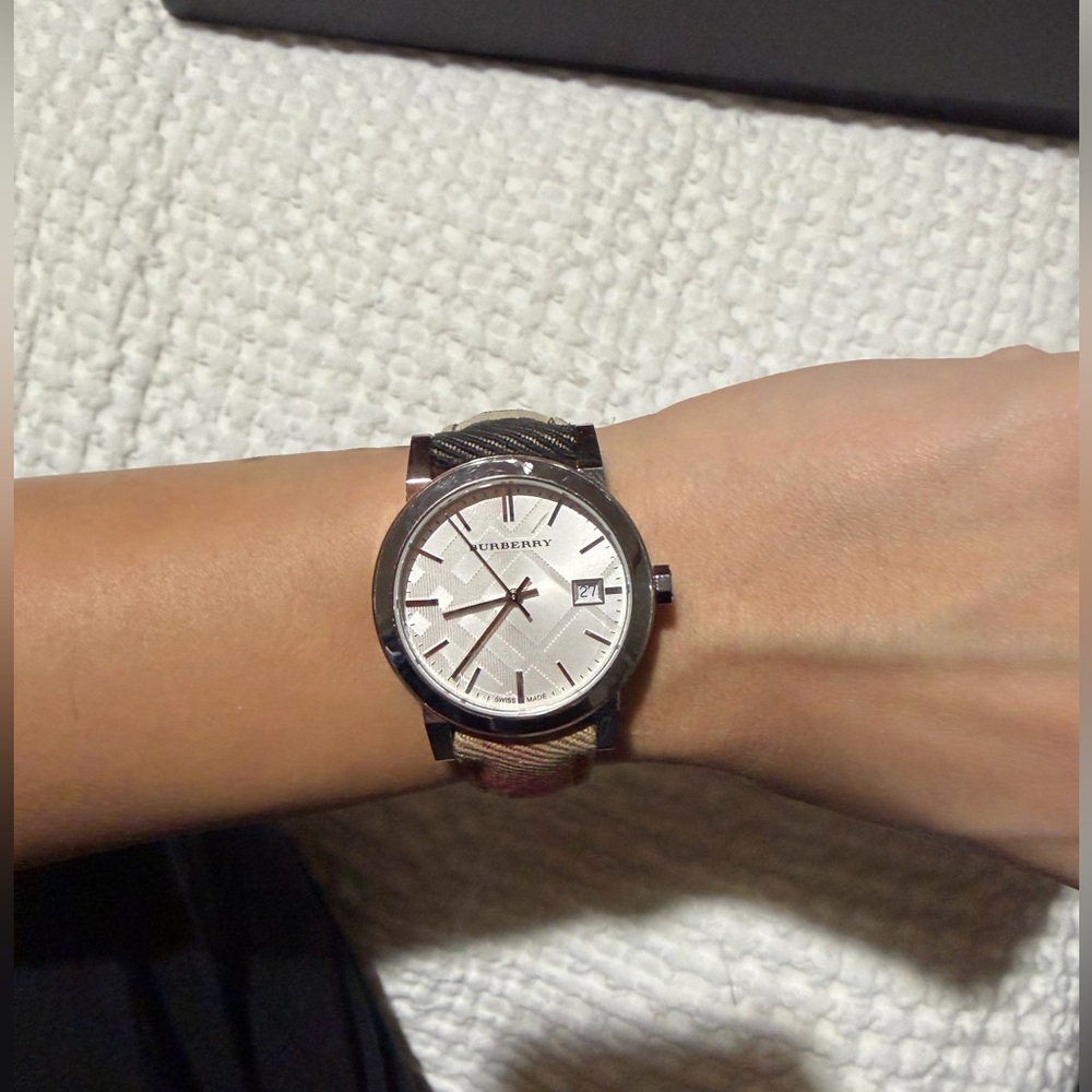 Burberry Tan and Brown Leather Watch Strap